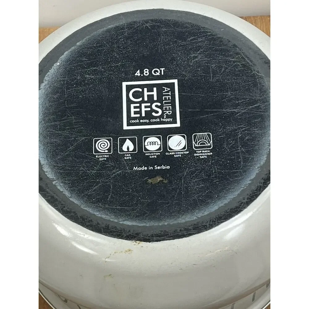 Chefs Atelier Light Grey 4.8 QT Enameled Steel Pot Faith in Food